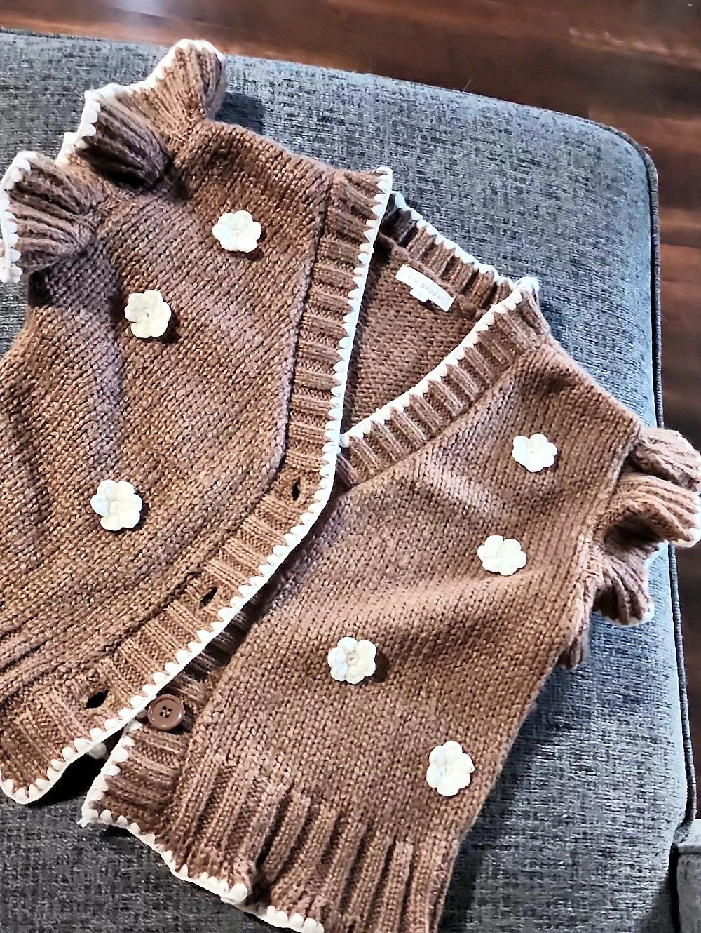 Blu pepper Brown Floral Button Cardigan